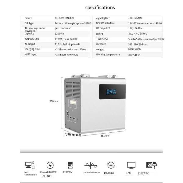 1200W Portable Lithium Battery Pack Large Capacity Self Driving Power Supply