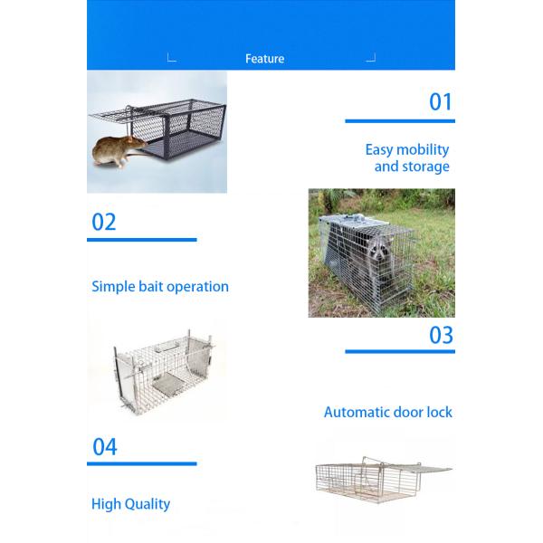 24x7x8'' Collapsible Live Animal Trap Cage 1x1 Inch Wire Mesh Galvanized