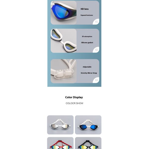 Best-selling fashionable adult swimming goggles - electroplated anti-fog type swimming goggles