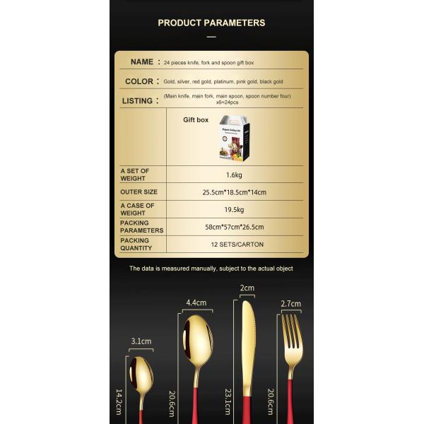 24 Pieces Stainless Steel Cutlery Knife Fork Spoon Flatware Cubiertos with Gift Box
