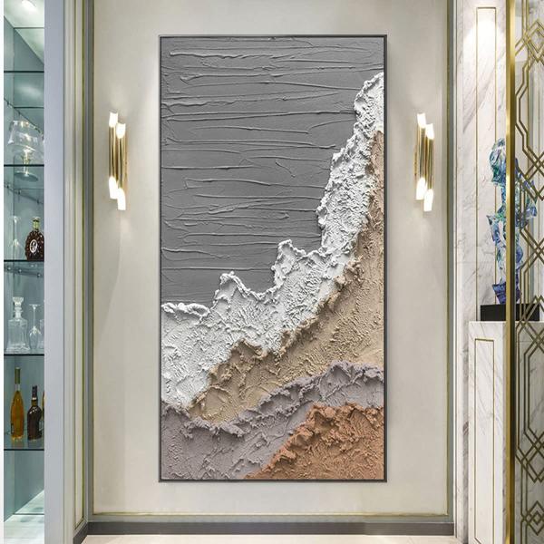 Peinture 3D en métal peint à la main en relief murale Art artisanal Résine peinte à l'huile Peinture pour la décoration intérieure Arts Méthode d'impression 6 couleur