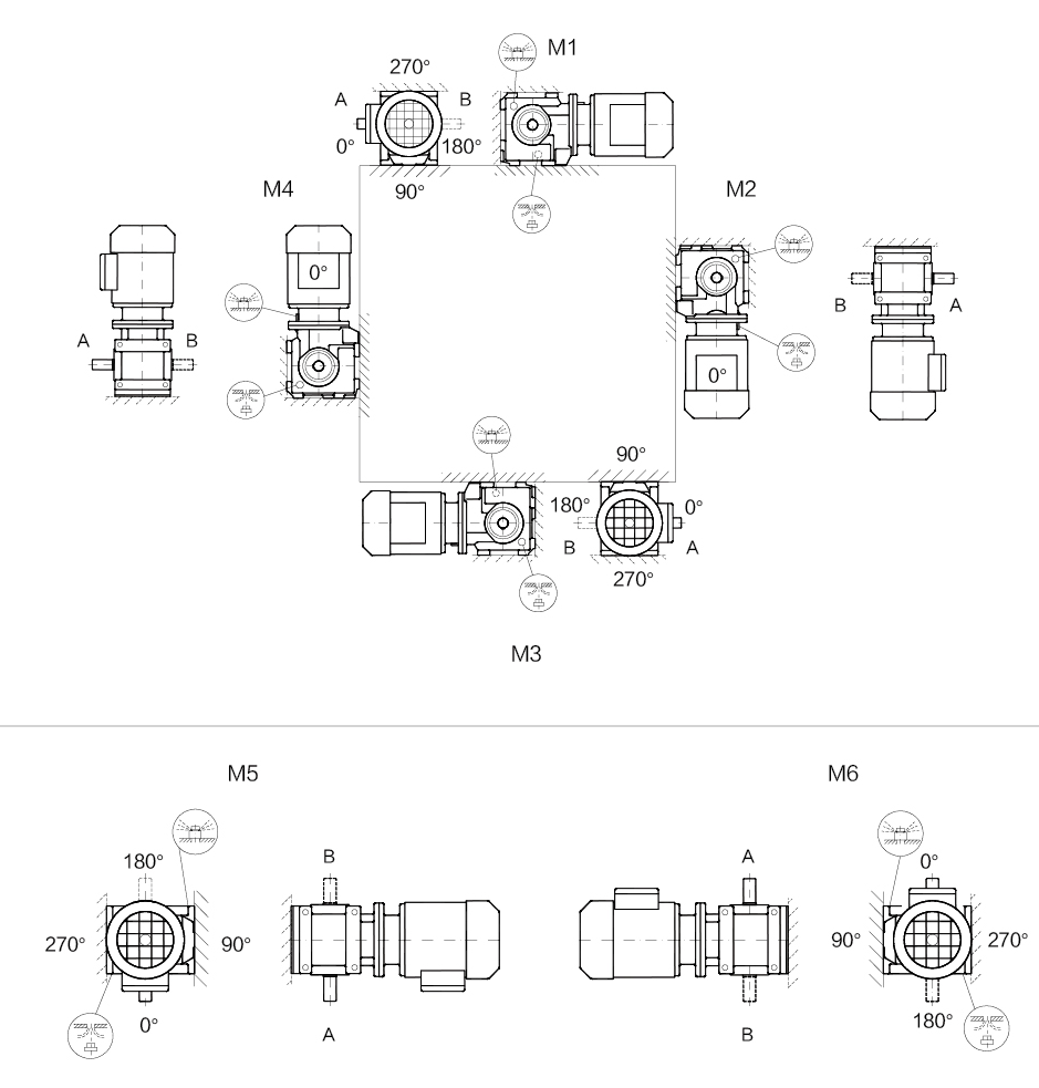 ES series helical worm gear motor