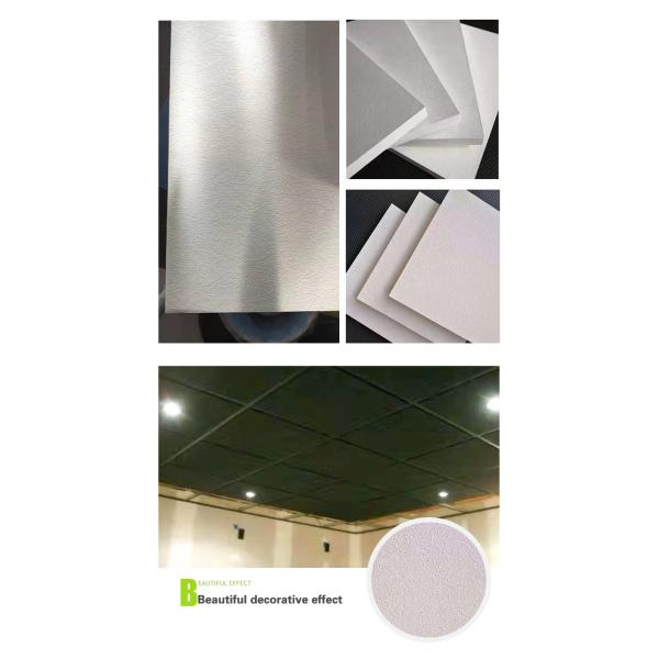 Класс А Огнеупорные акустические стеклянные потолочные плитки из шерсти квадратные края стекловолокно панели