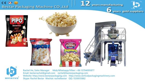 Automatic popcorn packing machine with multi heads weigher