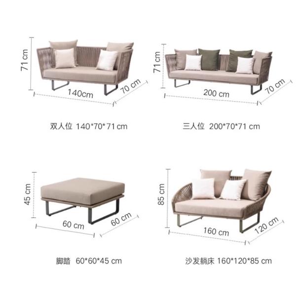 Outdoor Sofa Rattan Woven Patio Garden Furniture Weatherproof Sun / Rain Lounge Chair Balcony Relaxation Set with Coffee Table