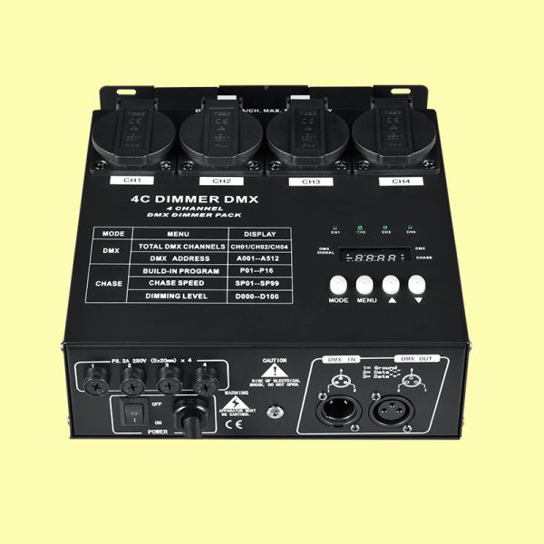 NEBULA 4-Channel DMX Dimmer Pack Power Distribution for Bulb High Efficiency Lighting Control
