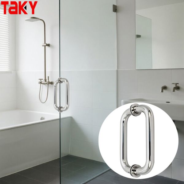 Round Shaped Long Main Door Handle Rose Mirror Pull Handle Shower Door Handles