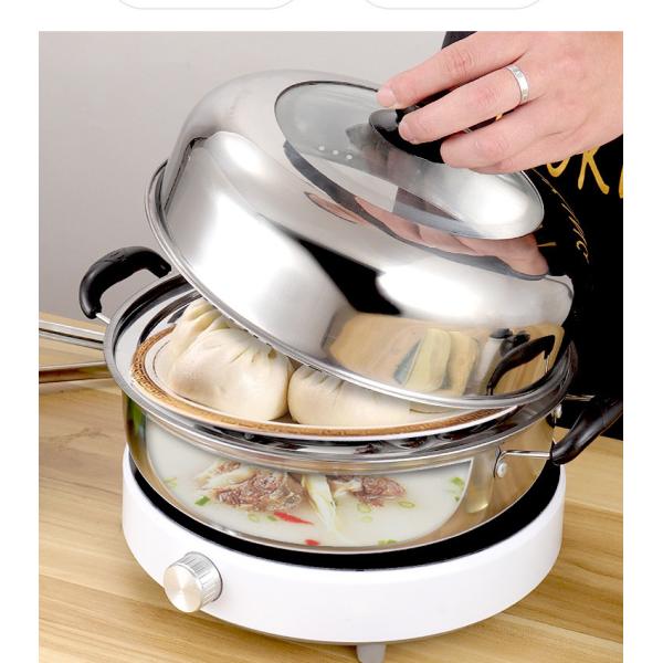 Wholesale 28cm Cooking Pot 2 Layer Cooking Steamer Stainless Steel Food Steamer Steamer Pot With Lid