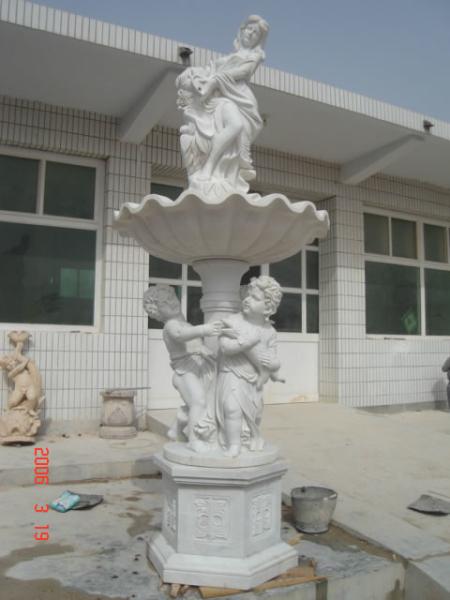 Simple 3 Tier 10x10cm Sample White Marble Water Fountain Stone Carving Sculpture