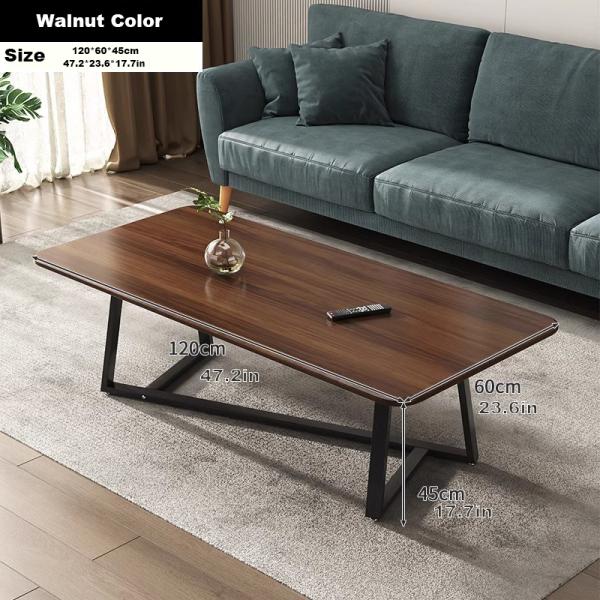 Living Room Apartment Wood Coffee Table with Metal Frame MANGO Wood Modern Style