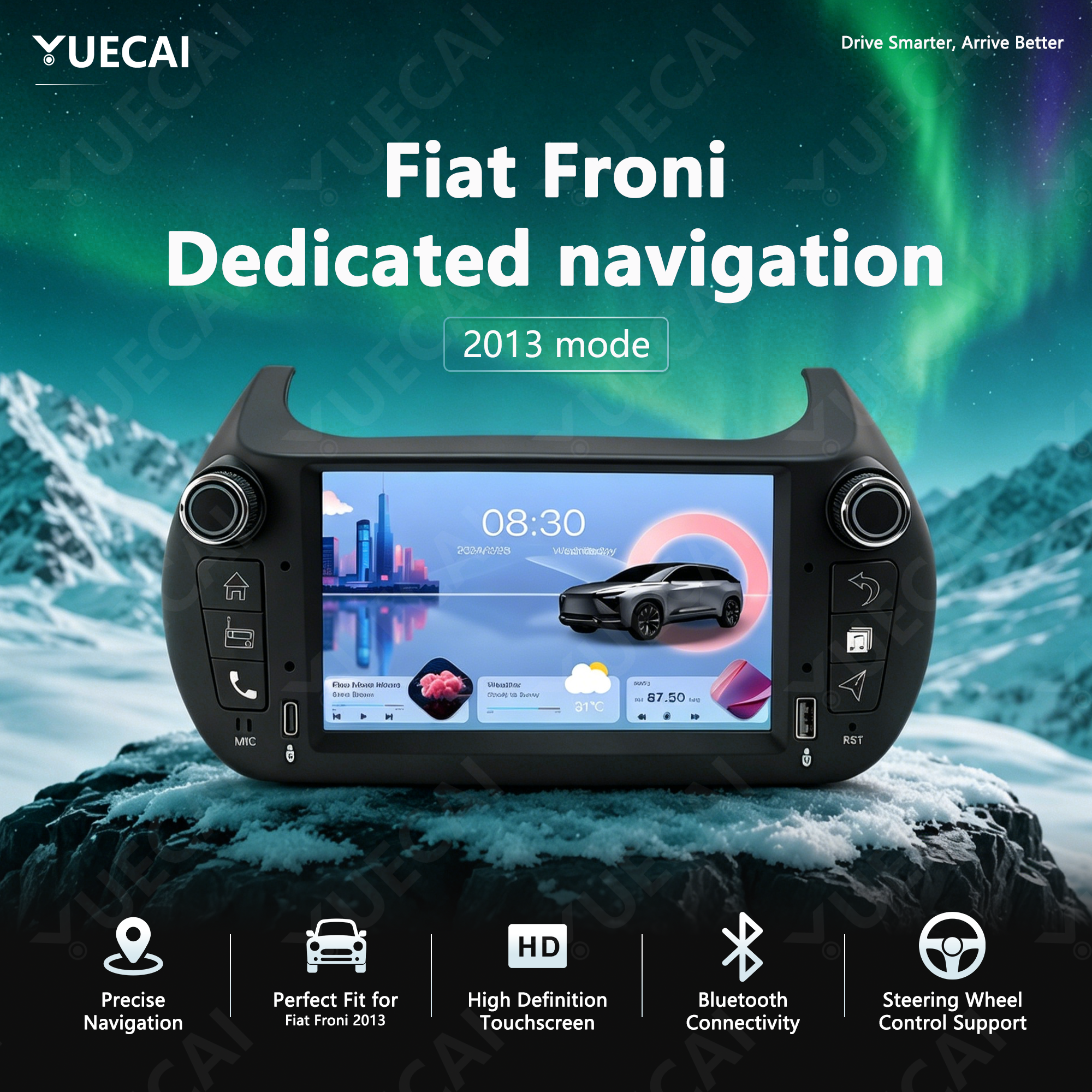 8 Inch Screen Car Stereo with Android Carplay Support and GPS Navigation for Fiat Froni 2013