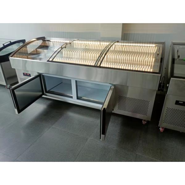 Seafood Barbecue Fruit Fishing Preservation Display Cases Glass Ladder Ice Table