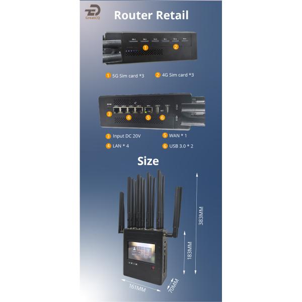 Transmissão ao vivo ao ar livre Roteador de ligação celular de banda larga de cartão múltipla