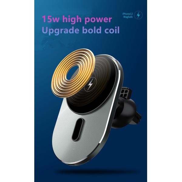 5W-15W Air Vent Wireless Car Charger with Multiple Safety Protection