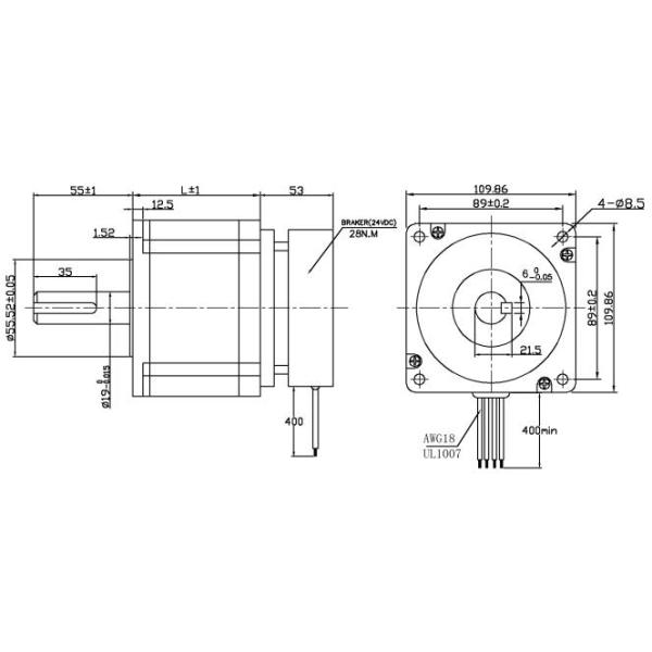 11.7nm-28nm мотор Nema 42 Stepper с тормозом 5.5A-8.0A 1,2 градуса