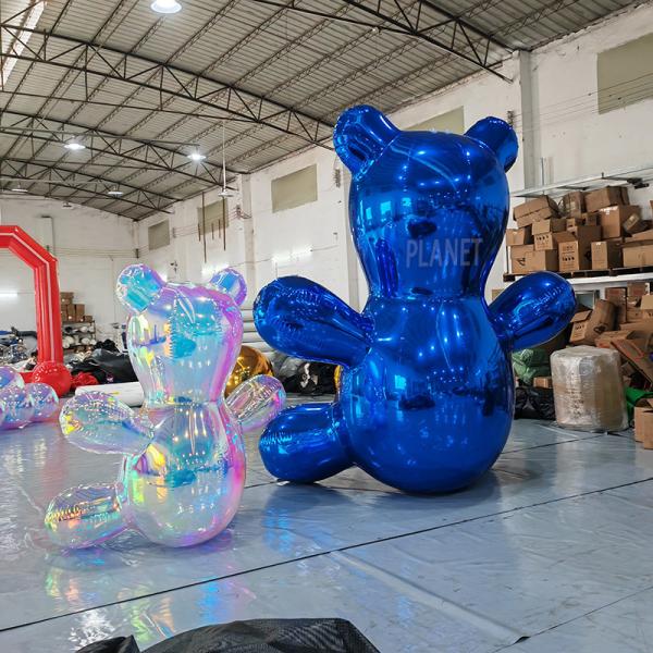 Gigante hermético espelho inflável refletor urso inflável urso desenho animado modelo para publicidade