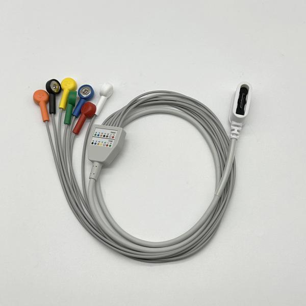7 Lead Holter Cable For GE SEER 1000 Snap Connector 2104813-001 1.1m