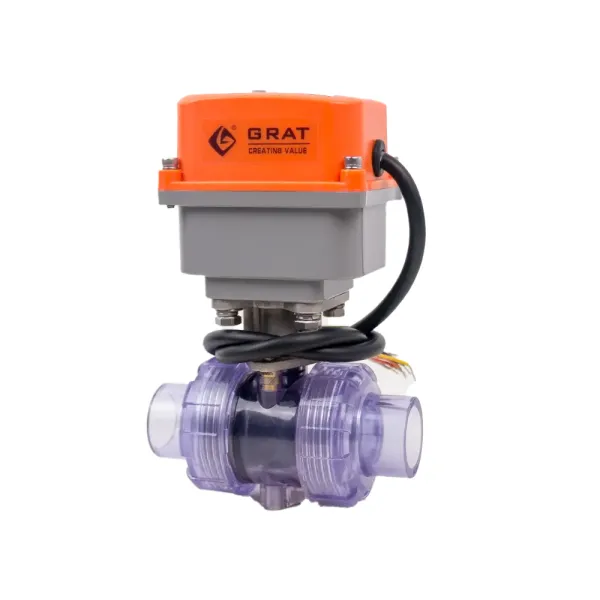 Electric UPVC Ball Valve with Mini Smart Actuator, Remote/Local Control Switching, Corrosion-Resistant, Visual Flow Indication