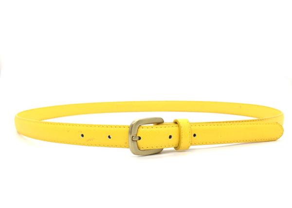 Casual Yellow Women's Fashion Leather Belts Metal Buckle 2/3”With Saffiano Grain
