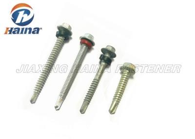 Painted Hex Head Mechanical Galvanized self tappingdrilling  screws and Rubber Washer for metal sheet
