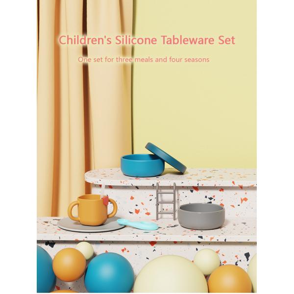 Toddler Silicone Tableware Set Customized Logo Microwave Steamable Newborn Feeding Set