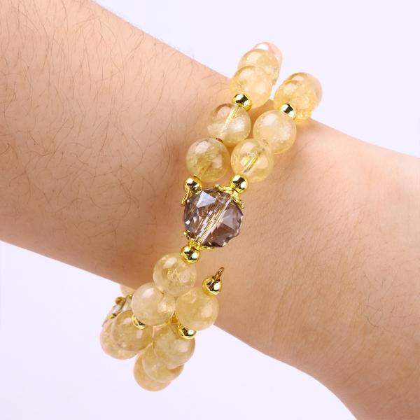 8MM Bead Yellow Citrine Crystal Bracelet With Dog Carving