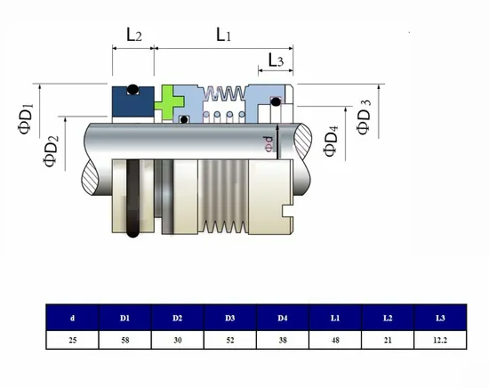 WB3 Chemical Pump Bellows Mechanical Seal PTFE for Industriy Pumps
