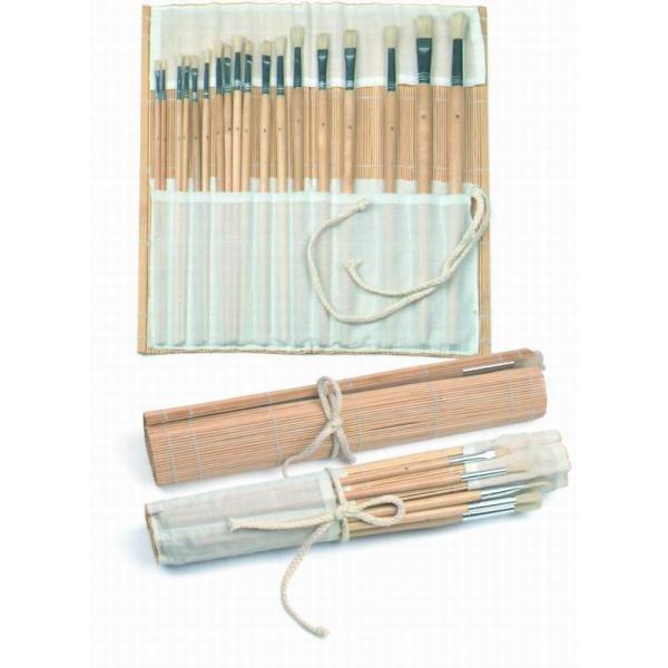 Natural Color Bamboo Brush Holder Useful Tools , Artist Brush Roll Case 41.5 * 56cm