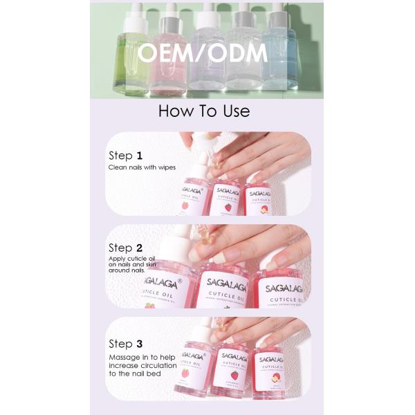 20 ml de aceite de cutícula hidratante personalizado para uñas saludables Solución de cuidado de uñas ecológica 100% pura y natural