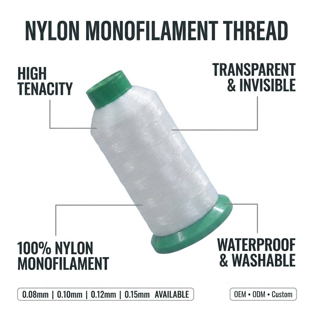60D 80D 100D  0.10MM 0.12MM 0.14MM Monofilament Yarn Nylon Polyester PP  PE for Weaving Webbing Embroidery Factory Wholesale