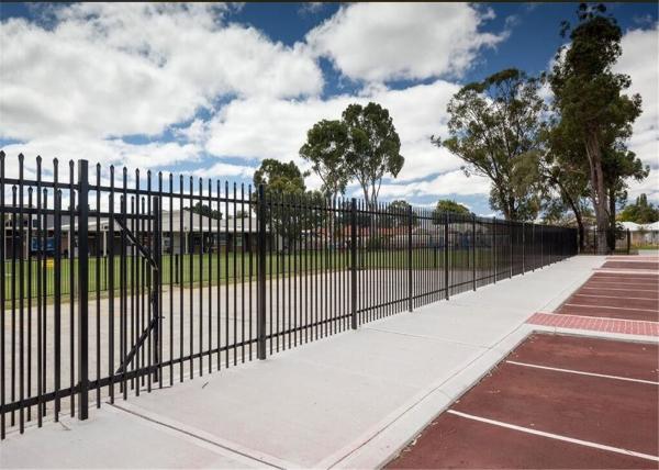 Garrison fence pressed spear fencing, spear top metal fence, spear top fences, spear top ornamental fence,