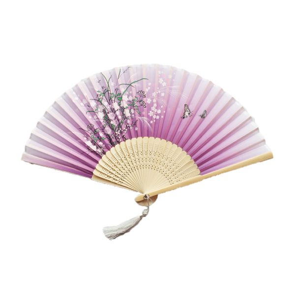 [I AM YOUR FANS] Chinese Flower Pattern Art Craft Gift Folding Fan Party Dance Ancient Style Clothing Hand Fan