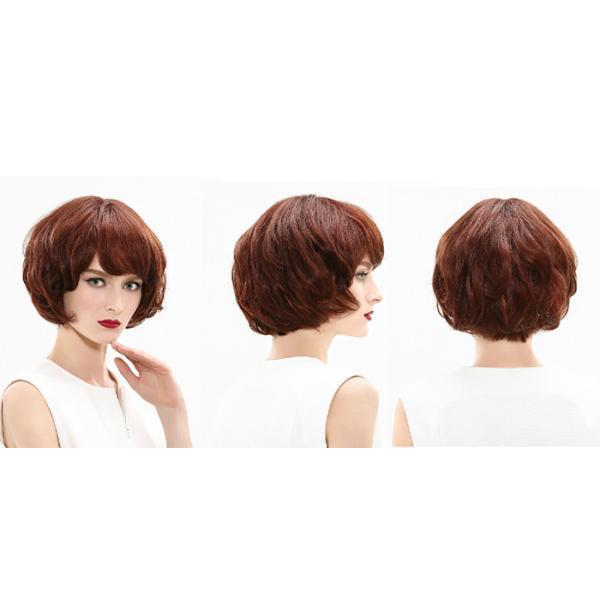 250g Kanekalon Fiber Wigs With Bang , Heat Resistant Pure Color Short Wave Wig