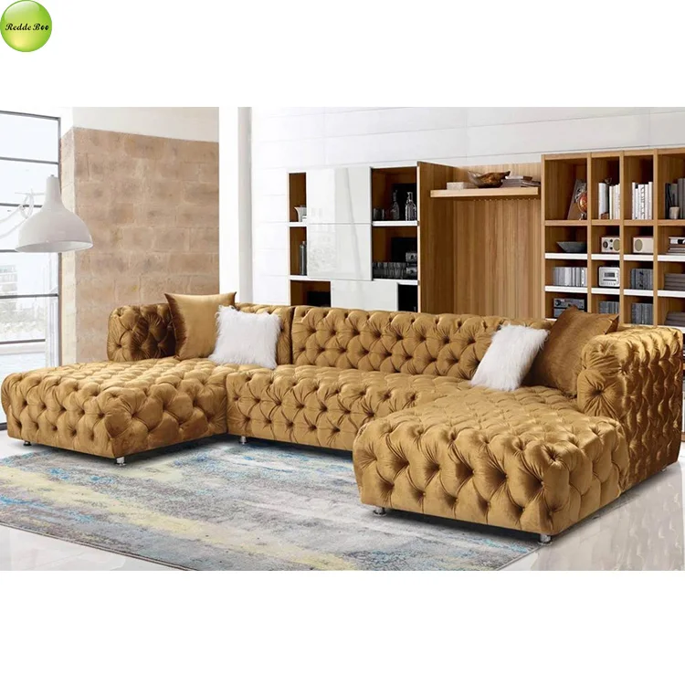 Velvet Oversized Sectional: Full-Tufted, Modern Art Accent – Ideal for Luxe, Bold Contemporary Interiors