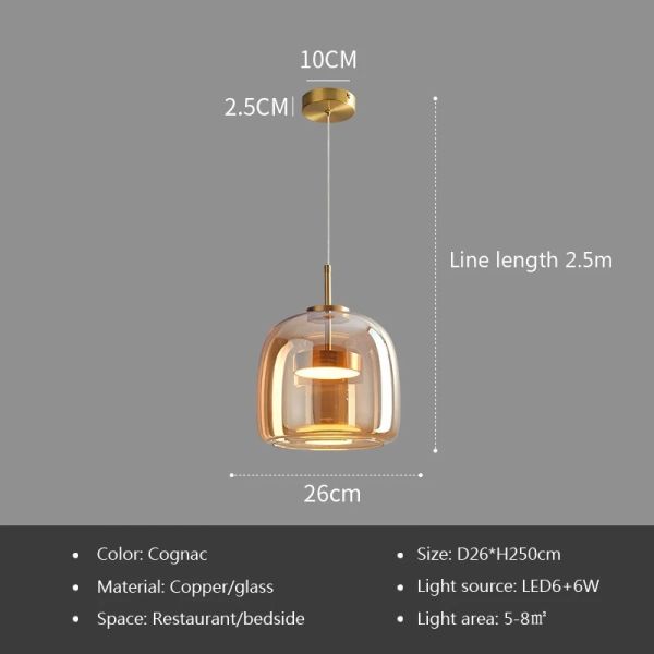 Nordic Glass Led Pendant Light Light Luxury Smoke Grey Hanging Light（WH-AP-677）