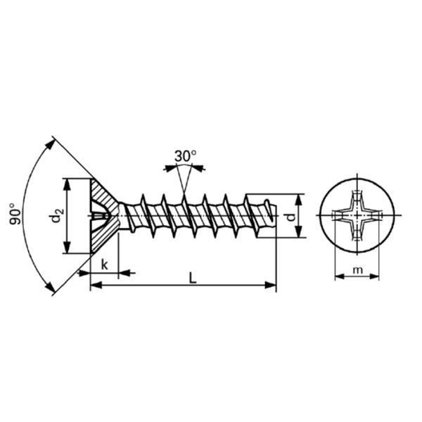 2.5 mm Stainless Steel PT Screws for Plastic Phillips Flat Head A2 Fastener