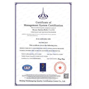 Henan Jinzhen Boiler Co., Ltd. Сертификации