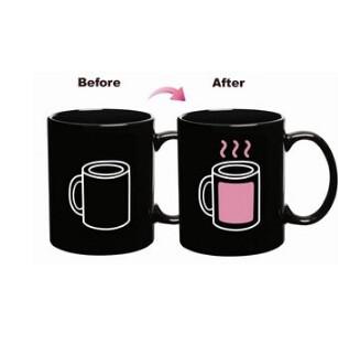 New creative gift product cup colour change  temperature sensing ceramic mugs cup