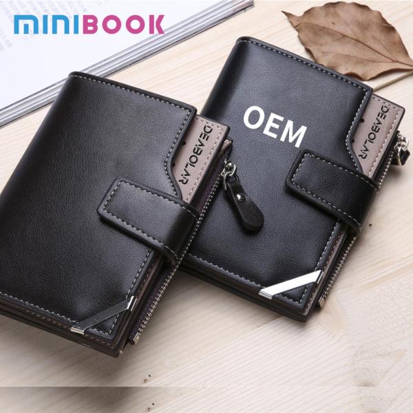 Men's 2023 Custom Logo Multi-card Short Wallet with Zipper and Anti-Theft Design