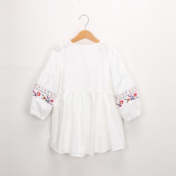 Long Sleeved Embroidered Dress Spring Children'S Clothing Girls Fringed Dress