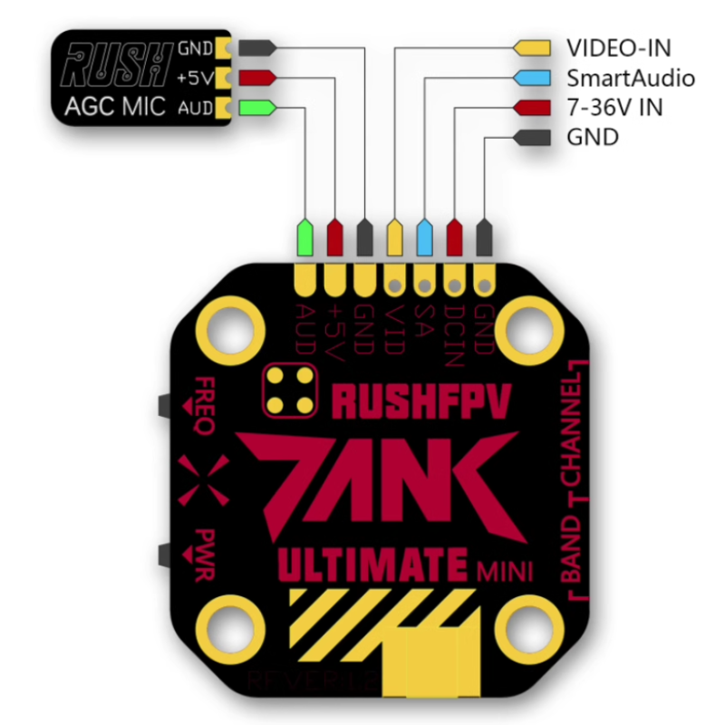 Rush TANK ULTIMATE MINI VTX 5.8ghz 48ch Raceband Stackable Fpv Transmitter for Rc Drone Video Transmission