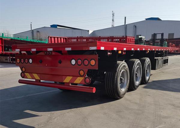 60 Tons Flatbed Truck Semi Trailer 20 / 40 FT Container Shipping 3Axles