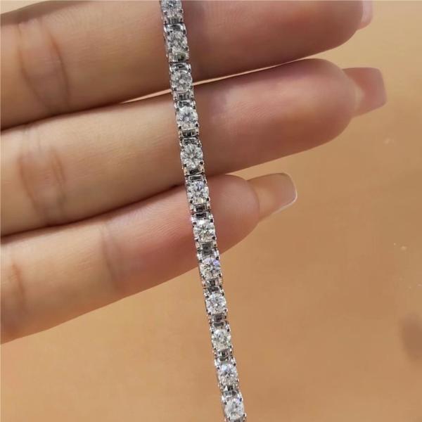 Solid Gold Clarity CVD Round Cut Bezel Lab Grown Diamond Bracelets 18K 14K 10K Metal Type