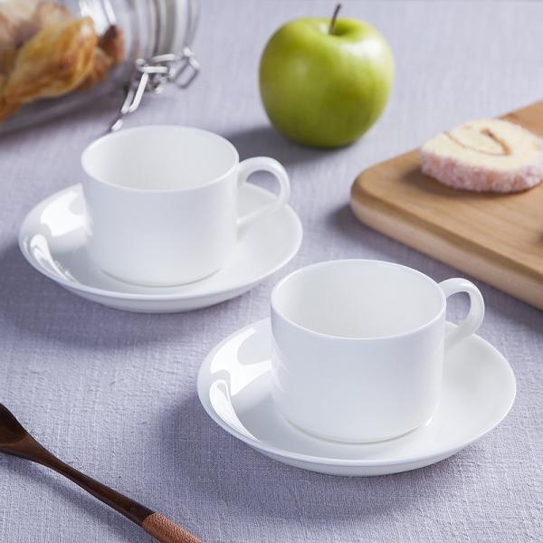 Savall HoReCa White Modern Ceramic Cups And Saucers Set for Restaurant