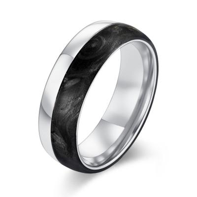 2025 New Arrival Carbon Fiber Engagement Rings Gold Powder Forged Carbon Fiber Wedding Bands Mens bands