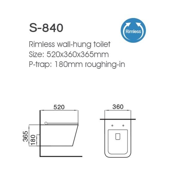 Wall Hung Toilet with Tornado Flush and Soft Close Seat