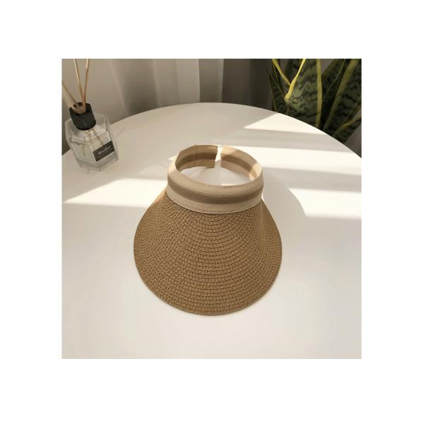 Sun Beach Leisure Visor Hat in Korean Straw Woven Design for Summer Outdoor Activities
