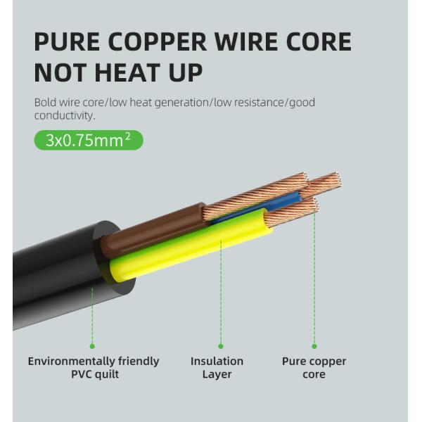 Custom 3 Pin UK Power Cord Cable Laptop Electric Plug 3x0.75mm2