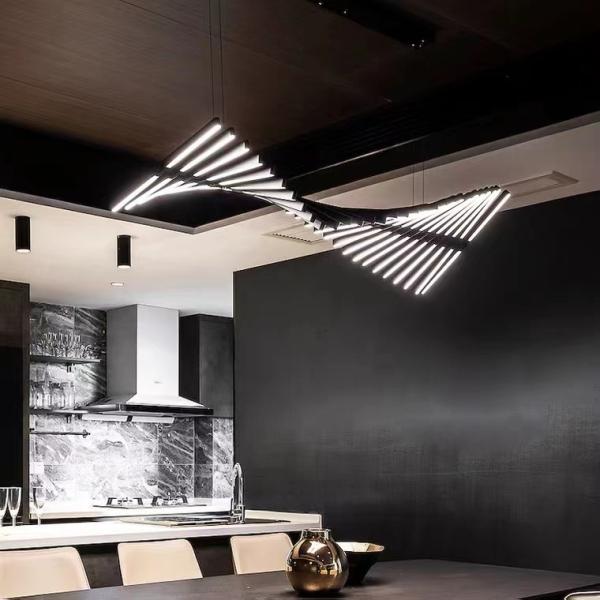 Nordic Modern Light Luxury Hotel Lobby Bedroom Living Room Designer'S Black Big Chandelier