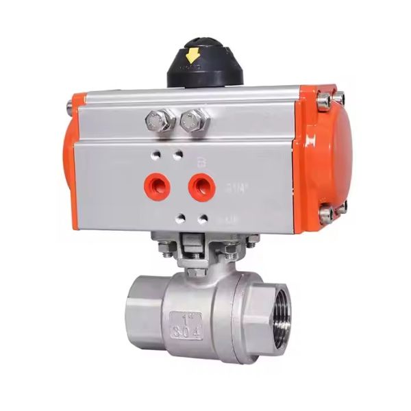 2 Piece 304 Stainless Steel Female Thread Pneumatic Ball Valve NPT BSP Internal Thread Air Actuated Automatic on Off Ball Valve